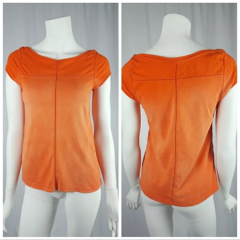 Vanessa Virginia Anthropologie Size XS Orange Ombre Short Sleeve Knit Top